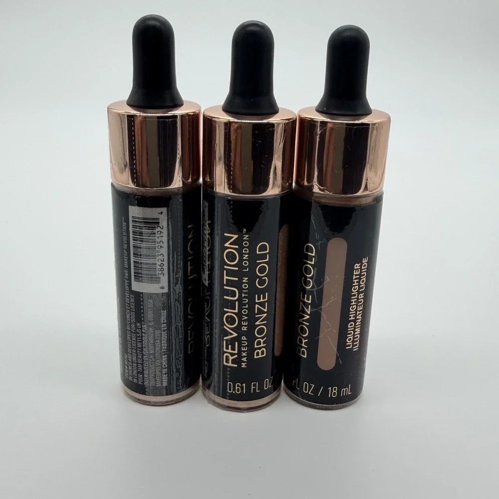 New Lot of 3 Revolution Bronze Gold Liquid Highlighter - 0.61 fl. oz.